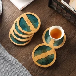Isolierte Bambus-Untersetzer – Untersetzer mit Wasserkunst-Design