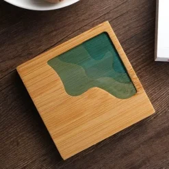 Isolierte Bambus-Untersetzer – Untersetzer mit Wasserkunst-Design