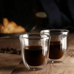 Isolierte doppelwandige Glasbecher – 5-teiliges Tee- und Kaffeetassen-Set, 150 ml