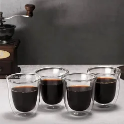 Isolierte doppelwandige Glasbecher – 5-teiliges Tee- und Kaffeetassen-Set, 150 ml