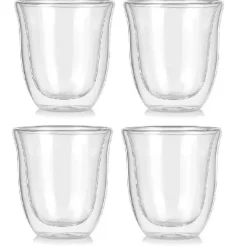 Isolierte doppelwandige Glasbecher – 5-teiliges Tee- und Kaffeetassen-Set, 150 ml