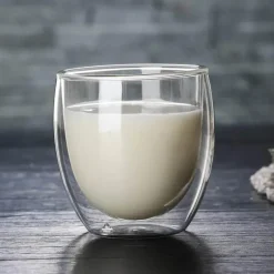 Isolierte doppelwandige Kaffeetasse aus Glas – Trinkgeschirr für heiße und kalte Getränke