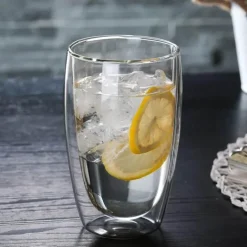 Isolierte doppelwandige Kaffeetasse aus Glas – Trinkgeschirr für heiße und kalte Getränke
