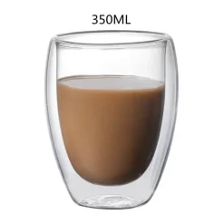 Isolierte doppelwandige Kaffeetasse aus Glas – Trinkgeschirr für heiße und kalte Getränke