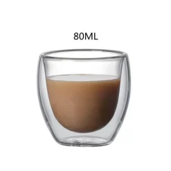 Isolierte doppelwandige Kaffeetasse aus Glas – Trinkgeschirr für heiße und kalte Getränke