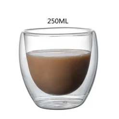 Isolierte doppelwandige Kaffeetasse aus Glas – Trinkgeschirr für heiße und kalte Getränke