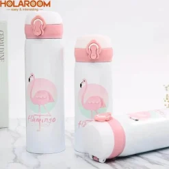 Isolierte Edelstahl-Wasserflasche – Flamingo-Design-Vakuumflasche