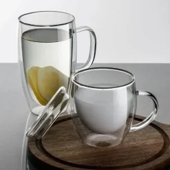 Isolierter doppelwandiger Becher mit Deckel – Bier, Whiskey, Wein, Tee, Kaffeetasse