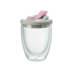 Isolierter doppelwandiger Glasbecher – auslaufsicherer transparenter Kaffeebecher