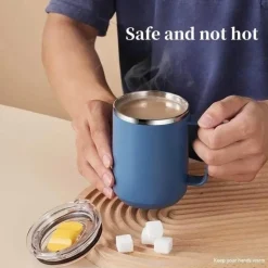 Isolierter Kaffeebecher aus Edelstahl mit Henkel – Reisebecher