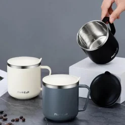 Isolierter Kaffeebecher aus Edelstahl, 350 ml, mit hitzebeständigem Deckel