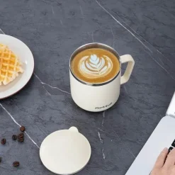 Isolierter Kaffeebecher aus Edelstahl, 350 ml, mit hitzebeständigem Deckel