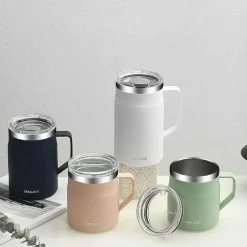 Isolierter Kaffeebecher aus Edelstahl mit Deckel, reisefreundliches Design