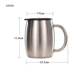 Isolierter Reisebecher aus Edelstahl – 420 ml Becher mit Deckel für das Homeoffice