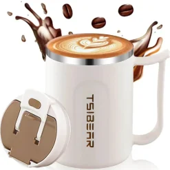 Isolierter Reisebecher aus Edelstahl mit Henkel – doppelwandiger Kaffeebecher für heiße und kalte Getränke