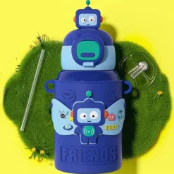 Isolierter Reisebecher mit Cartoon-Tiermotiv – Edelstahlbecher mit Silikonhülle