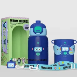 Isolierter Reisebecher mit Cartoon-Tiermotiv – Edelstahlbecher mit Silikonhülle