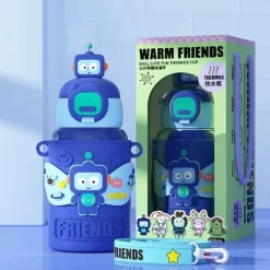 Isolierter Reisebecher mit Cartoon-Tiermotiv – Edelstahlbecher mit Silikonhülle