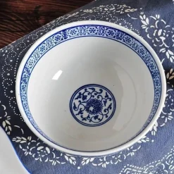 Japanische blau-weiße Nudelschüssel aus Keramik – elegantes Geschirr