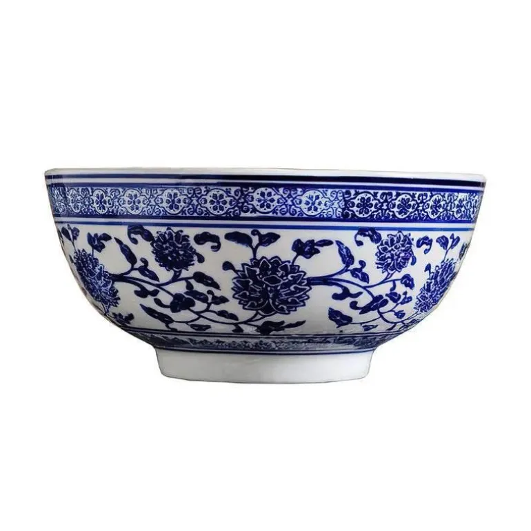 Japanische blau-weiße Nudelschüssel aus Keramik – elegantes Geschirr