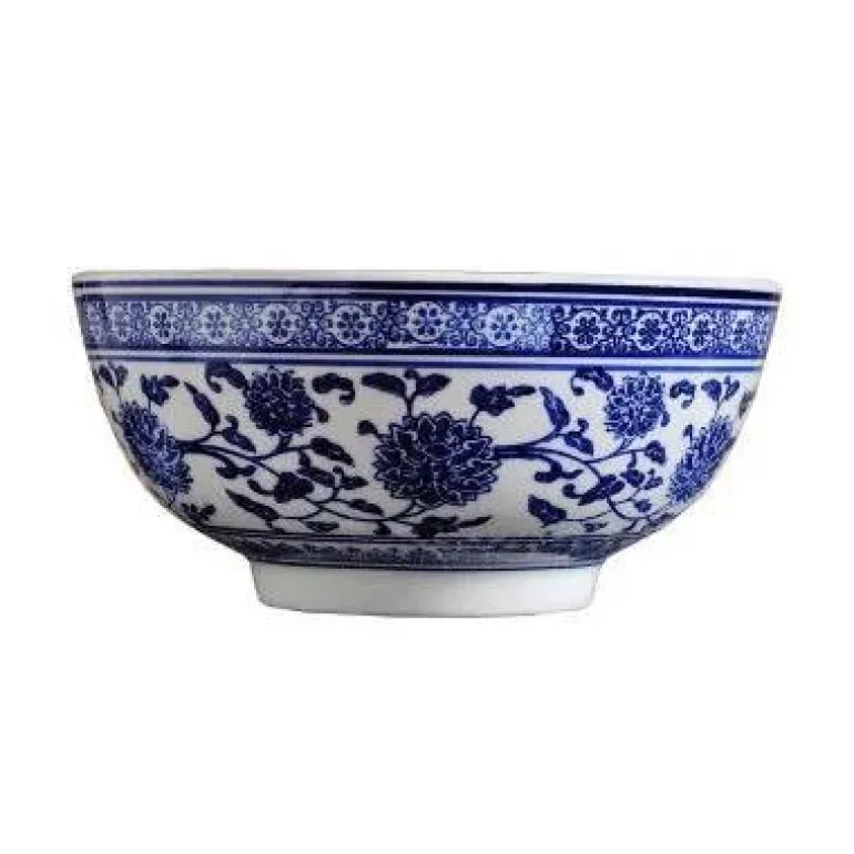 Japanische blau-weiße Nudelschüssel aus Keramik – elegantes Geschirr