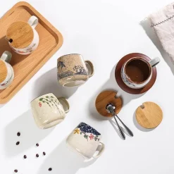 Japanische handgefertigte Keramiktassen – Retro-Design