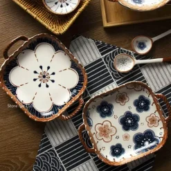 Japanische Keramik-Backschüssel mit Griff – Mikrowellengeeignete Nudelschale, 1 Stück