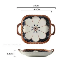 Japanische Keramik-Backschüssel mit Griff – Mikrowellengeeignete Nudelschale, 1 Stück