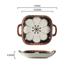 Japanische Keramik-Backschüssel mit Griff – Mikrowellengeeignete Nudelschale, 1 Stück