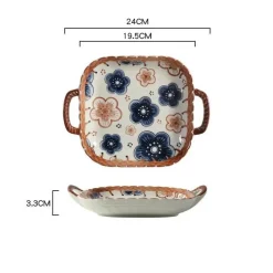 Japanische Keramik-Backschüssel mit Griff – Mikrowellengeeignete Nudelschale, 1 Stück