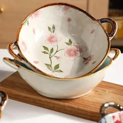 Japanische Keramik-Nudelschüssel mit Griff, 75-Zoll-Suppenschüssel für Ramen-Warmgerichte