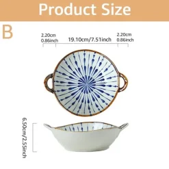 Japanische Keramik-Nudelschüssel mit Griff, 75-Zoll-Suppenschüssel für Ramen-Warmgerichte