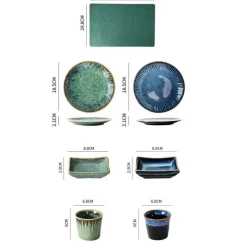 Japanisches Keramik-Geschirrset - Kiln Change Teller Schüsseln