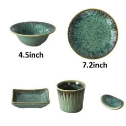 Japanisches Keramik-Geschirrset - Kiln Change Teller Schüsseln