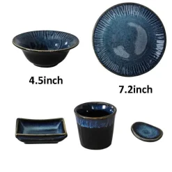 Japanisches Keramik-Geschirrset - Kiln Change Teller Schüsseln