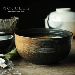 Japanisches Ramen-Schüsseln-Set aus Keramik – Nudelsuppen- und Reisschüsseln mit Deckel