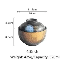 Japanisches Ramen-Schüsseln-Set aus Keramik – Nudelsuppen- und Reisschüsseln mit Deckel