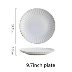 Japanisches weißes Keramik-Essteller-Set – elegantes Geschirr