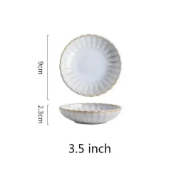 Japanisches weißes Keramik-Essteller-Set – elegantes Geschirr