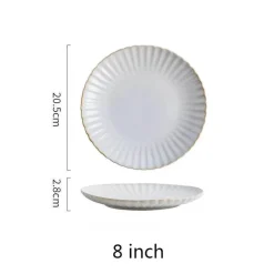 Japanisches weißes Keramik-Essteller-Set – elegantes Geschirr