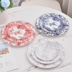 Jungle Bone China Geschirrset Elegante Teller & Servierplatten