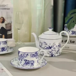 Jungle Lion Tee- und Kaffeeservice aus Bone China – Elegante Geschirrkollektion