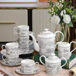 Jungle Lion Tee- und Kaffeeservice aus Bone China – Elegante Geschirrkollektion