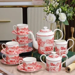 Jungle Lion Tee- und Kaffeeservice aus Bone China – Elegante Geschirrkollektion