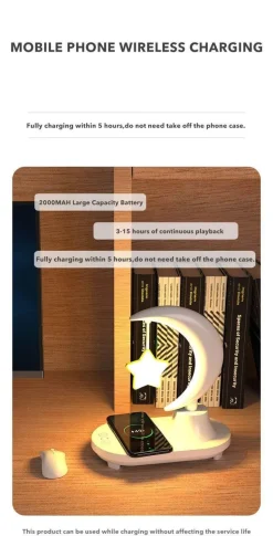 Kabellose Ladenachtlampe – Mondstern-Design