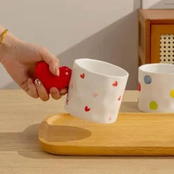 Kaffee- und Teetassen-Set aus Keramik mit Herz-Design – süße Liebesbecher-Kollektion