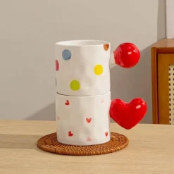 Kaffee- und Teetassen-Set aus Keramik mit Herz-Design – süße Liebesbecher-Kollektion