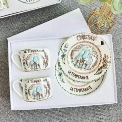 Kaffee- und Teetassen-Set aus Knochenporzellan mit Untertasse, Teegeschirr, Dessertteller