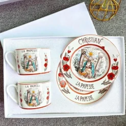 Kaffee- und Teetassen-Set aus Knochenporzellan mit Untertasse, Teegeschirr, Dessertteller