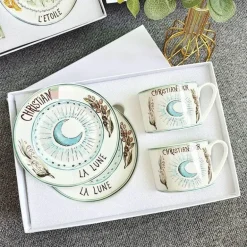 Kaffee- und Teetassen-Set aus Knochenporzellan mit Untertasse, Teegeschirr, Dessertteller